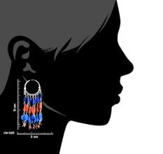 Multicolored Stone Gypsy 92.5 Sterling Silver Hoop Earring