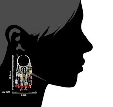 Handmade Silver 92.5 Sterling Stone Dangle Hoop Earrings