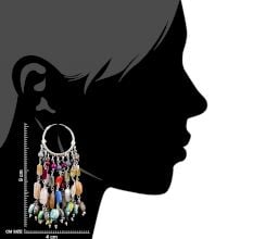 Tribal 92.5 Sterling Silver Earrings Chandelier Multi Stone Hoop Earrings