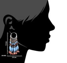 Trendy 92.5 Sterling Silver Boho Stone Hoop Dangle Earring