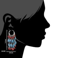 92.5 Sterling Silver Turquoise Bali Hoop Chandelier Earrings