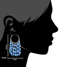 92.5 Sterling Silver Turquoise Chandelier Hoop Tribal Earrings