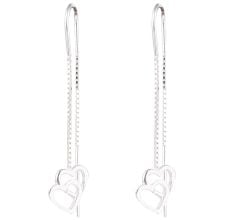 Dancing Hearts 92.5 Sterling Silver Chain Dangle Earrings