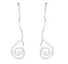 Unique 92.5 Sterling Silver Twisting Curves Hook Earrings