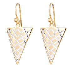 Women 92.5 Gold plated Sterling Silver Long Triangle Earrings
