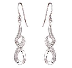 92.5 Sterling Silver Twisted  Earnings Embellished With Crystals