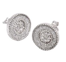 92.5 Sterling  Silver Round Shape Elegant Stud Earrings