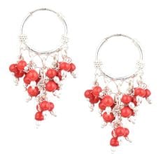 92.5 Sterling Silver  Earrings Colorful Stone Dangle Jhumka Earrings