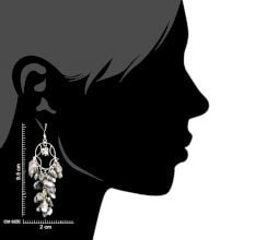 Grey Bead Nugget Cluster 92.5 Sterling Silver Drop Earrings