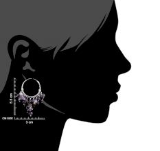 92.5 Sterling Silver Dangle Earrings Grape Bunch Purple Stone Beads