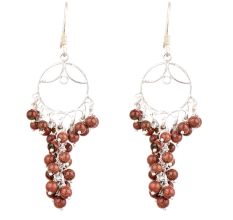 92.5 Sterling Silver Rust Grape Bunch Hanging Earrings