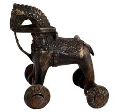 Engraved Brass Horse Figurine Temple Toy