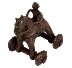 Brass Primitive Temple Toy Of Rider On Big Wheels