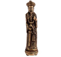 Brass Chinese King Standing With Sword Statue