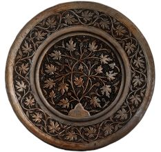 Copper Chiseled with Floral Leafy Designs Wall Hanging plate