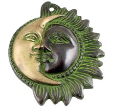 Brass Designer Sun Moon Wall  Art With Patina