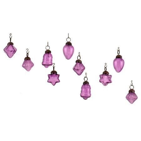Purple Combo Glass Tiny Christmas Hanging Set of 25