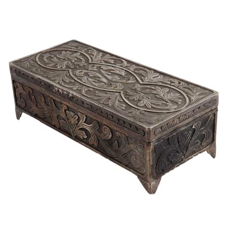 Ornate Silver Metal Vintage Jewelry Box