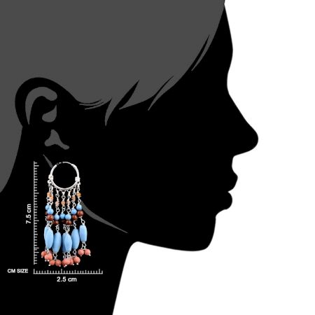 Trendy 92.5 Sterling Silver Boho Stone Hoop Dangle Earring