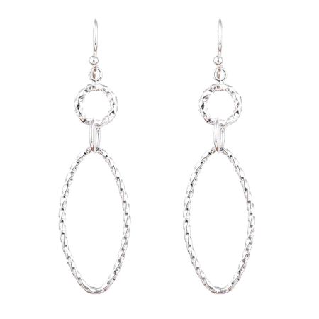 92.5 Sterling Silver Double Oval Hoop Rope Dangle Earring
