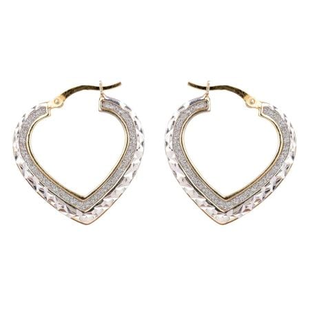 92.5 Sterling Silver Open Heart Hoop Earrings