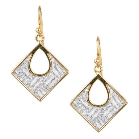 92.5 Sterling silver Earrings Pave Snakeskin Square Pendant