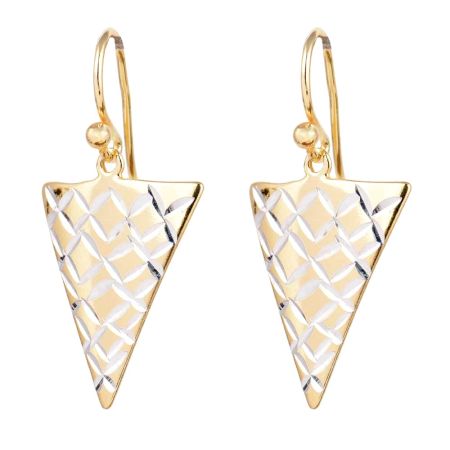Women 92.5 Gold plated Sterling Silver Long Triangle Earrings