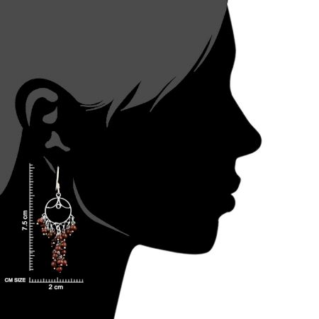 92.5 Sterling Silver Rust Grape Bunch Hanging Earrings