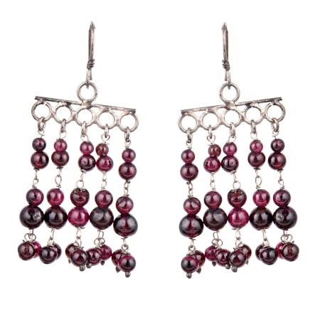 92.5 Sterling Silver Earrings Purple Bead Chandelier Earrings