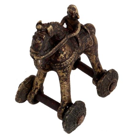 Brass Temple Toy Rider On Horse Collectable Toy