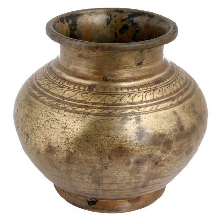 Brass Worship Pot Carved Design On Neck