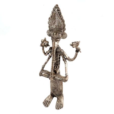 Brass Tribal Dokra Musician Ganesha Statue