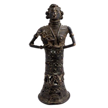 Brass Tribal lady Holding Child Home Decoration Statue