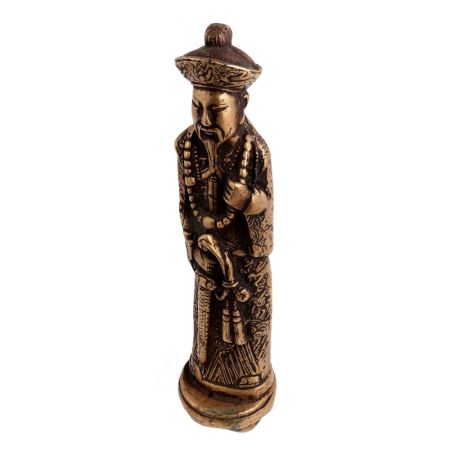 Brass Chinese King Standing With Sword Statue