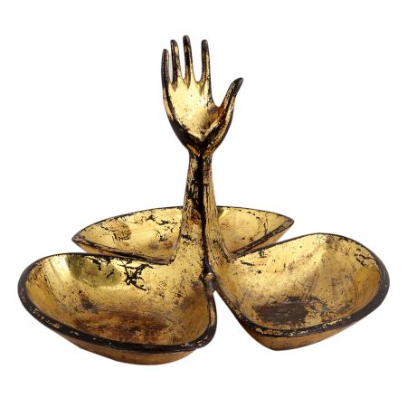 Brass Hand Triple Serving Bowl Set