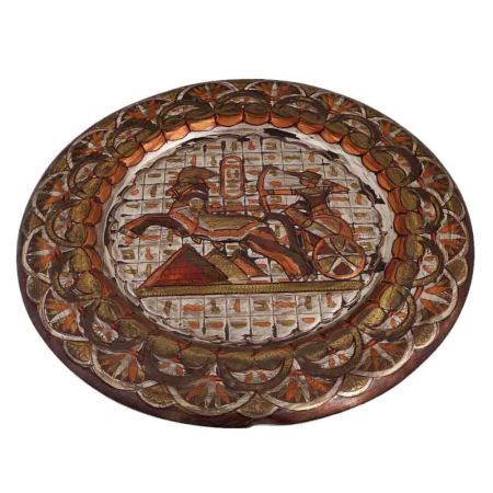 Brass Plate Egypt Animal Hunting Scene Wall Hanging