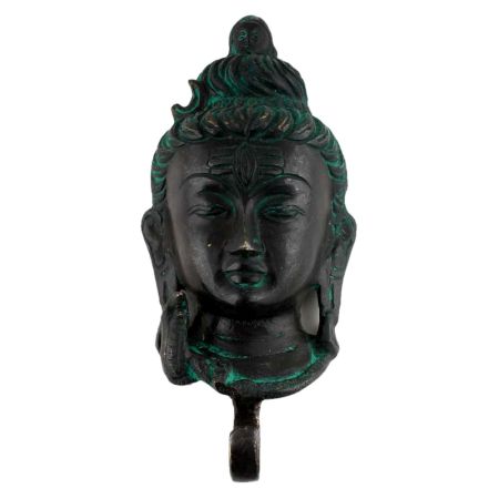 Black Brass Lord Shiva Head Single Wall Hook