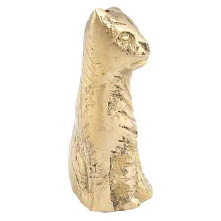 Brass Wild Cat Statue Sitting For Home Decoration