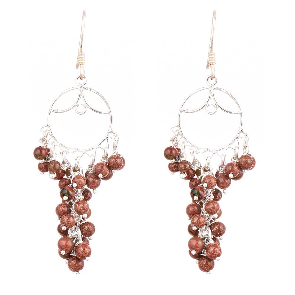 92.5 Sterling Silver Rust Grape Bunch Hanging Earrings