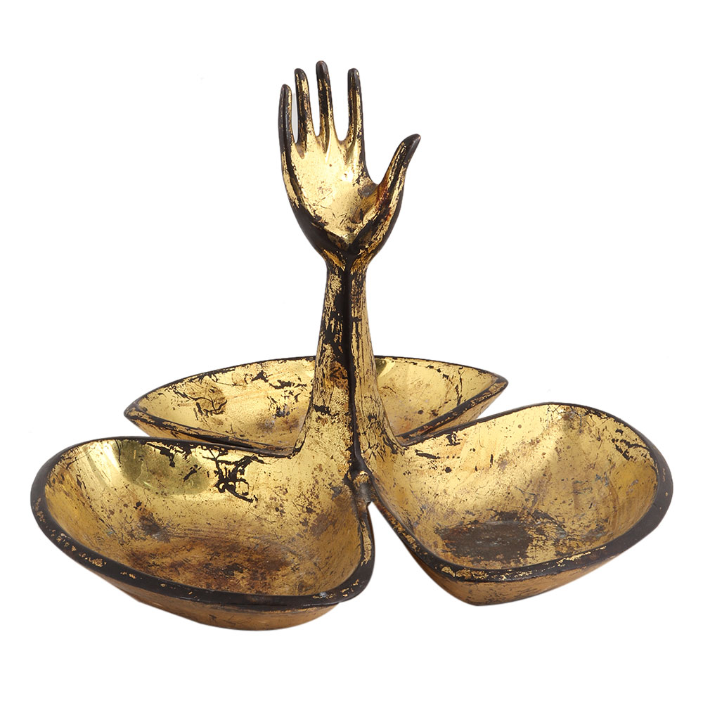 Brass Hand Triple Serving Bowl Set