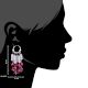 Stylish Pink Beads Trendy Sterling Silver Chandelier Earring
