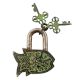 Brass Design Fish Lock with Twin Keys Patina Finish