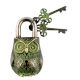 Decorative Owl Padlock With Lock And Skeleton Keys With Patina