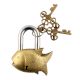 Golden Fish Lock With Skeleton Key In Pair
