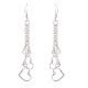 Heart Charms Long Chain 92.5 Sterling Silver Dangle Earrings