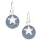 92.5 Sterling Silver Star Blue Circle Drop Earrings