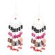 92.5 Sterling Silver Multi Colored Beads Bali Hoop Chandelier Earrings