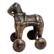Traditional Brass Horse Temple Toy On Wheels