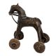 Old Used Brass Horse Rider On Wheels Temple Toy