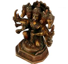 Hindu Brass Statue Of Lord Panchmukhi Hanuman
